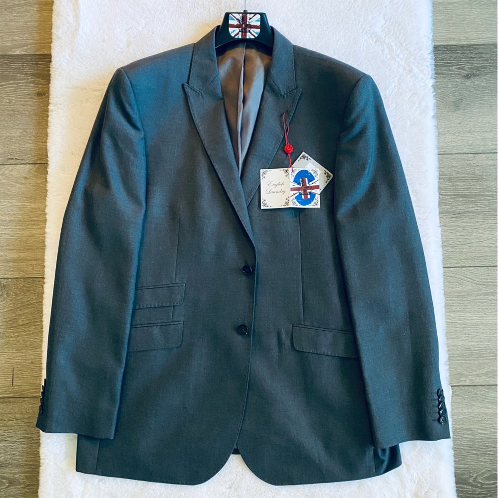 English Laundry NWT Style E114 Men's Size 48 Long Stone Gray Suit Jacket $350